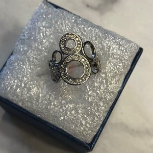 White CZ Silvertone Ring